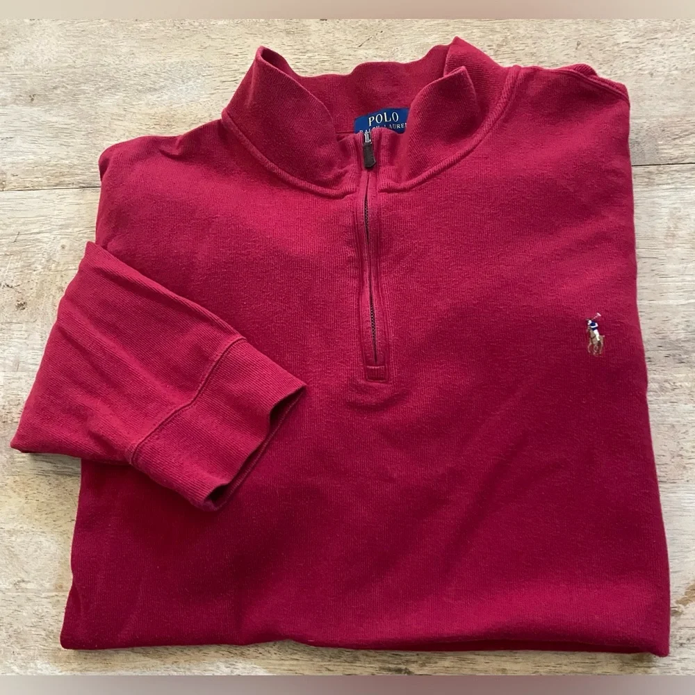 Polo‎ Ralph Lauren Men’s Estate-Rib Big&Tall Sz 4XB RL Red 1/4 Zip Pullover